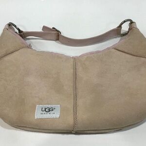 Women’s UGG Sand Suede with Pink Leather/Shearling Shoulder Hobo Bag